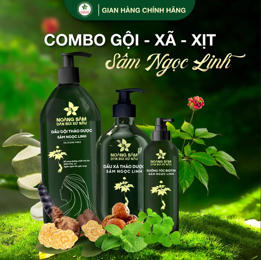 Dầu Gội Xả Xịt Dưỡng Biotin Sâm Ngọc Linh Combo 3 chai Dân Bùi Xứ Nẫu Dầu Gội Xả Xịt Dưỡng Biotin Sâm Ngọc Linh Combo 3 chai Dân Bùi Xứ Nẫu